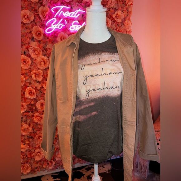 Handmade Tee (S M L) 'Yeehaw' Bleach Splattered Pattern T-Shirt - Picture 7 of 10